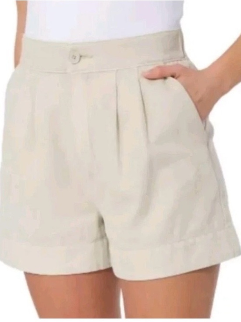 Joie High-Waist Pleated Women’s Shorts in Cream NWT linen blend